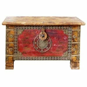 Accent Indian Hand Painted Trunk Treasure Chest 40x80x45cm - Packman's Furniture