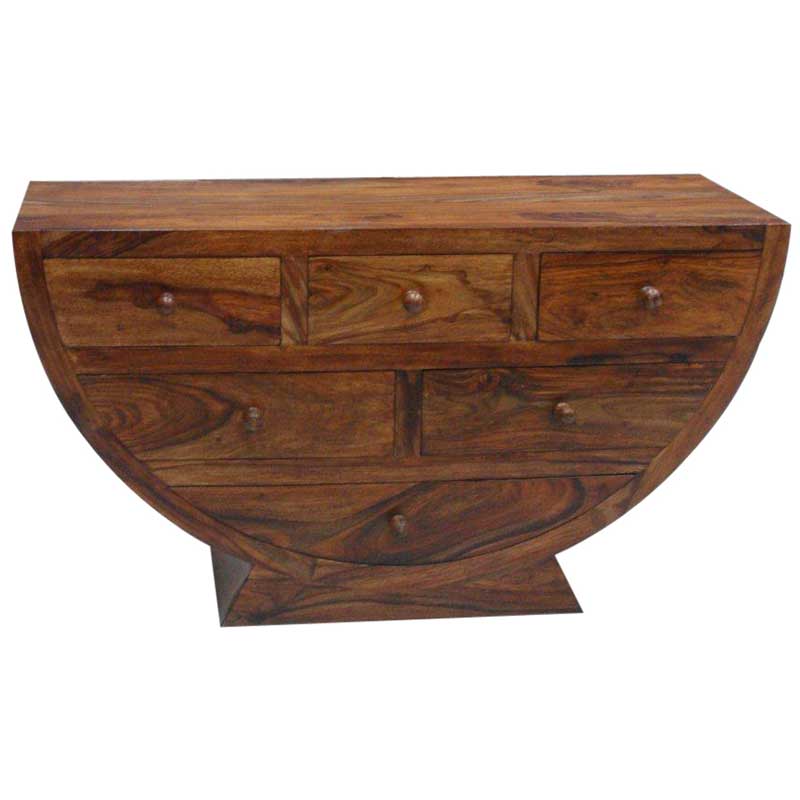 Cuba Sheesham Wood 6 Drawer Half Round Chest 45X120X66Cm-Sa930Ny - Packmans Furniture