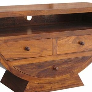 Sa930-a-cube Jaipur Half Round Tv Stand Solid Sheesham Wood - Packmans Furniture