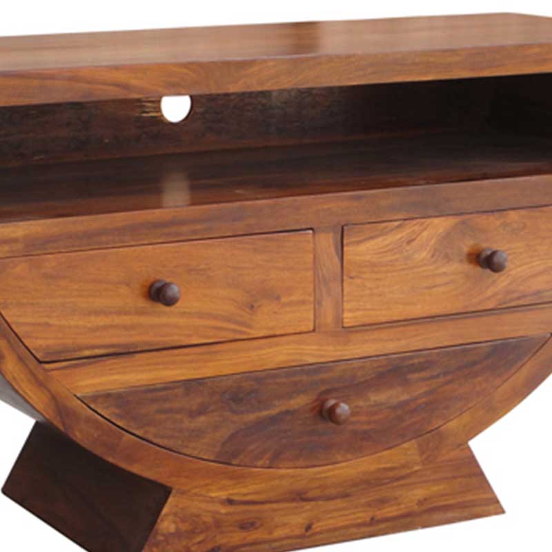 Sa930-A-Cube Jaipur Half Round Tv Stand Solid Sheesham Wood - Packmans Furniture