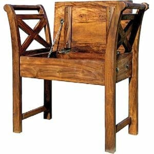 Gb-a-cube Jaipur Single Seater Bench With Box Solid Sheesham Wood - Packmans Furniture