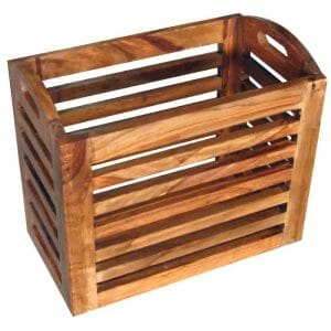 Cuba Sheesham Hardwood Small Storage Basket 25x41x35cm-2010130 - Packmans Furniture