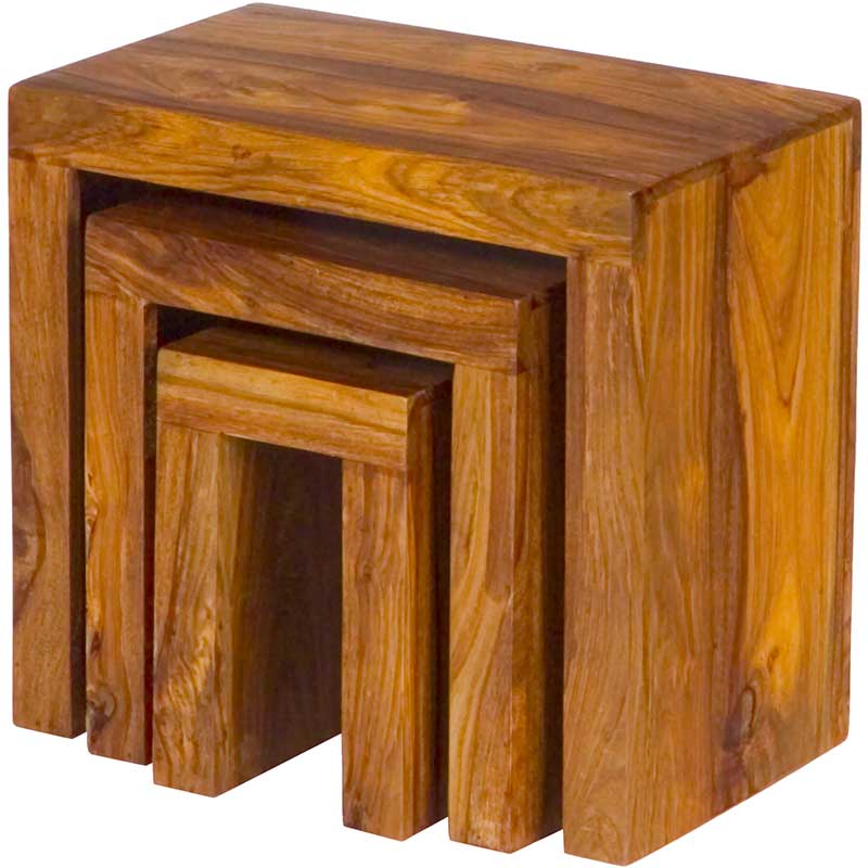 Cnt-Jaipur Cube Nested Tables Solid Sheesham Wood - Packmans Furniture
