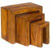 Cuba Sheesham Wood Nest Of 3 Tables 30x50x45cm-cnt - Packmans Furniture