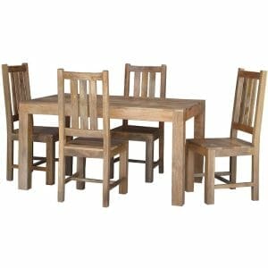 Dakota Light Mango Dining Table With 4 Chairs 145cm-dsdt-al+4xdchl - Packmans Furniture