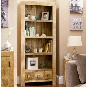 Light Dakota Large Bookcase With Drawers Mango Wood-dbcl - Packmans Furniture
