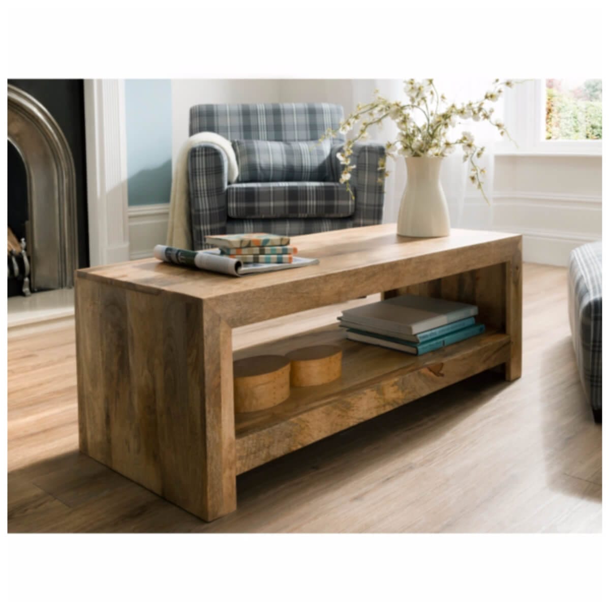 Dptv-L-Light Dakota Open Plasma Media Unit &Amp; Coffee Table Mango Wood - Packmans Furniture