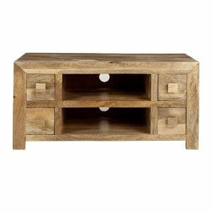 Dptv4d-l-light Dakota Plasma Tv Unit 4 Drawer Mango Wood - Packmans Furniture