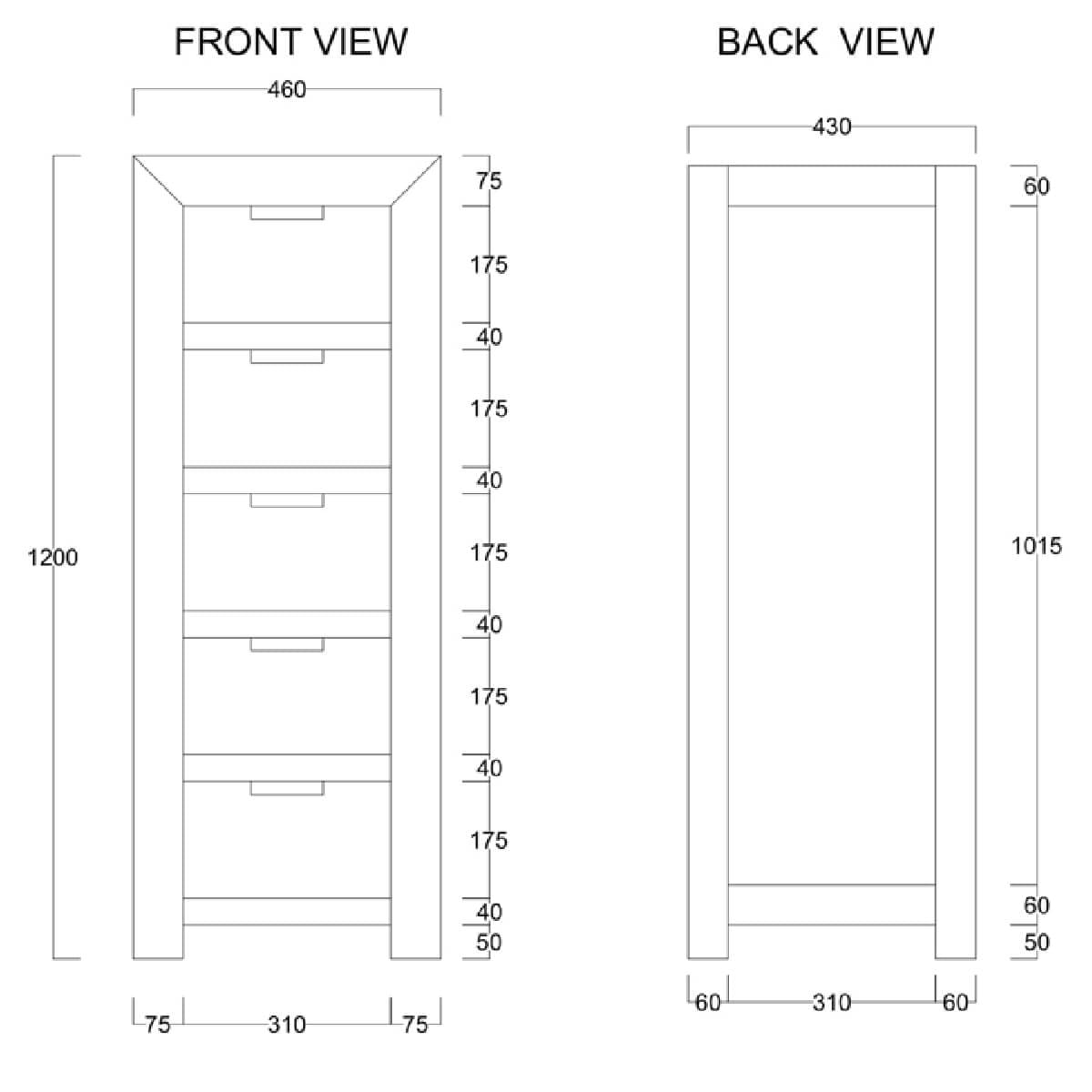 Dakota Light Mango Tall Boy Chest 40X45X118Cm - Image 6