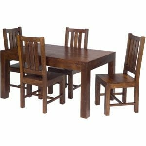 Dakota Small Mango Wood Dining Table With 4 Chairs 120cm