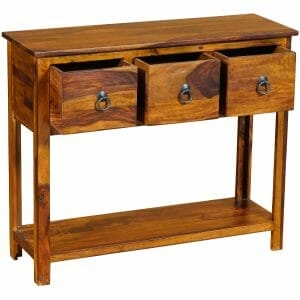 Ganga 3 Drawer Sheesham Wood Console Table 90cm Tho68-1