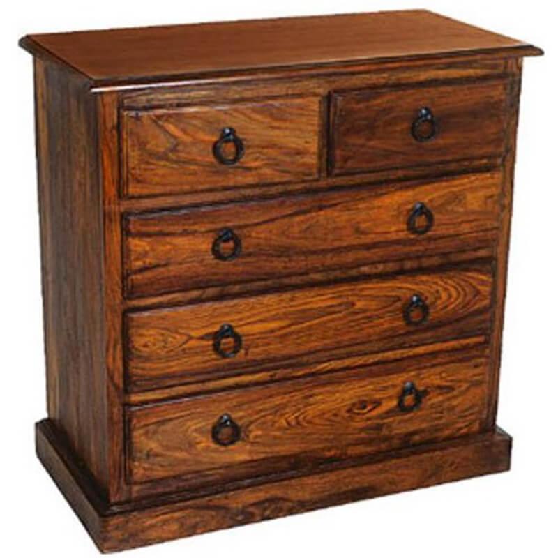 Ganga 5 Drawer Chest Solid Sheesham Wood-Tho607A - Packmans Furniture