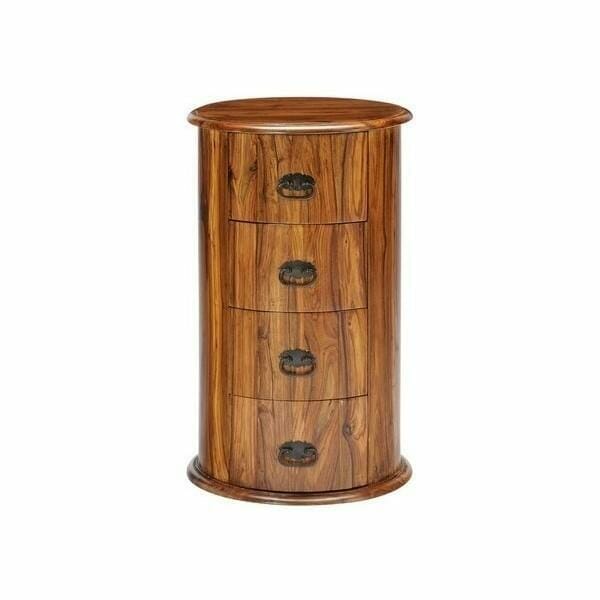 Ganga Sheesham Thakat 4 Drawer Drum Chest 45X45X70Cm-4843B - Packmans Furniture