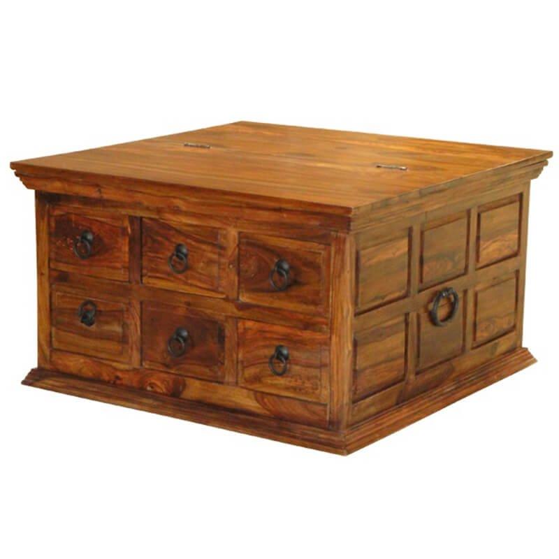 Ganga Range Jali Sheesham Wood 6 Drawer Box Chest Coffee Table-6Db - Packmans Furniture