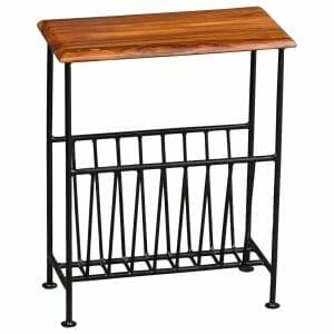 Ganga Sheesham Iron Leg Magazine Rack 20x50x40cm Imr - Packman's Furniture