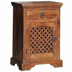 Ganga Sheesham Lattice Bedside Left Side 31x45x65cm-lbs - Packmans Furniture