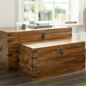 Ganga Sheesham Set Of 2 Thakat Trunk Chests - Solid Wood - Sa5284