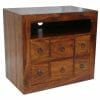 Ganga Sheesham Small Box Tv Unit With 6 Drawers 80cm-2007635 - Packmans Furniture