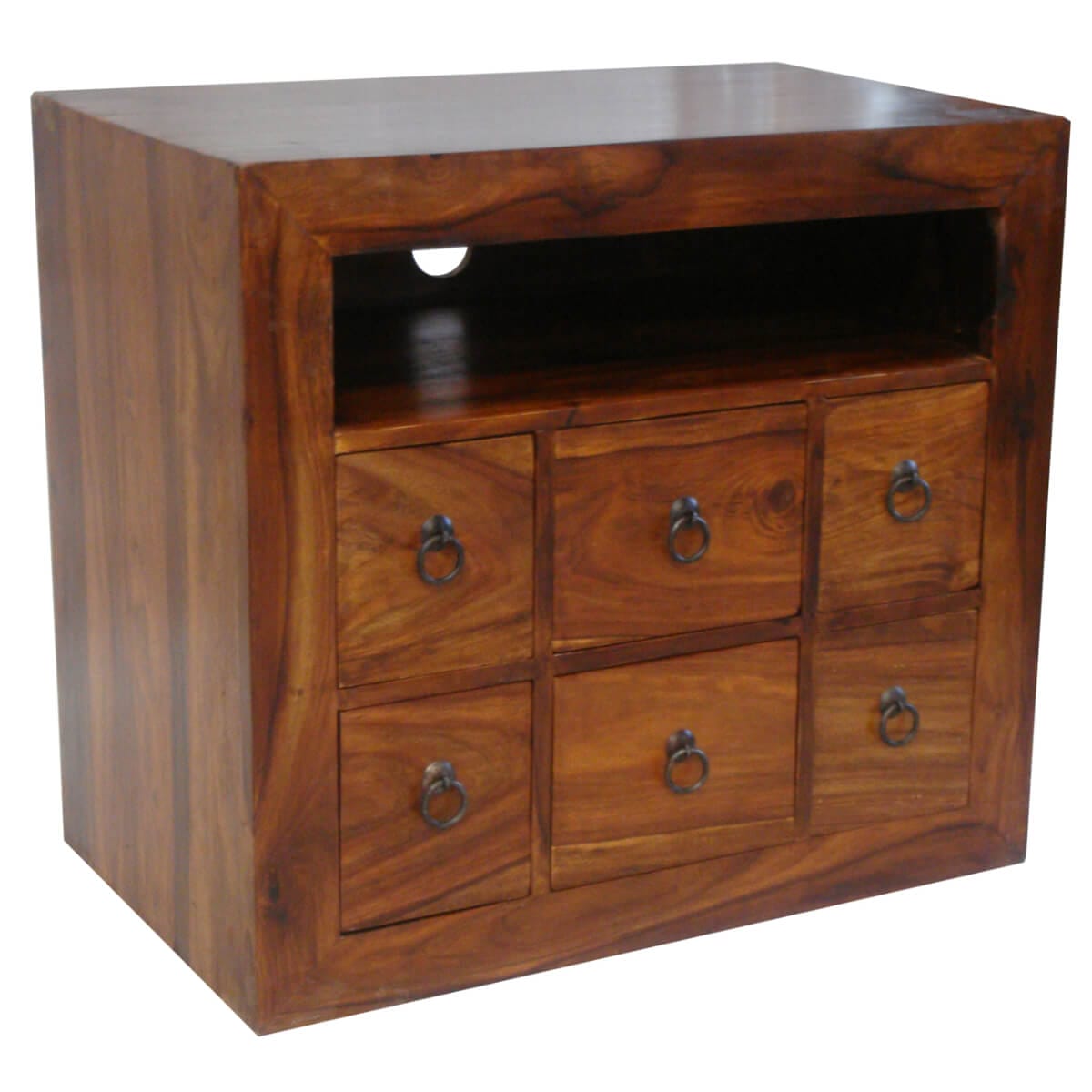 Ganga Sheesham Small Box Tv Unit With 6 Drawers 80Cm-2007635 - Packmans Furniture