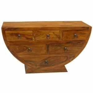 Ganga Sheesham Wood Half Bowl Chest Of 6 Drawers 120cm - Packman's Furniture