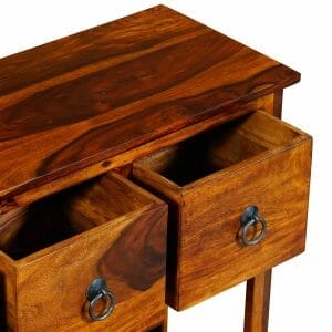 Ganga Small 2 Drawer Sheesham Console Table 60cm Tho67