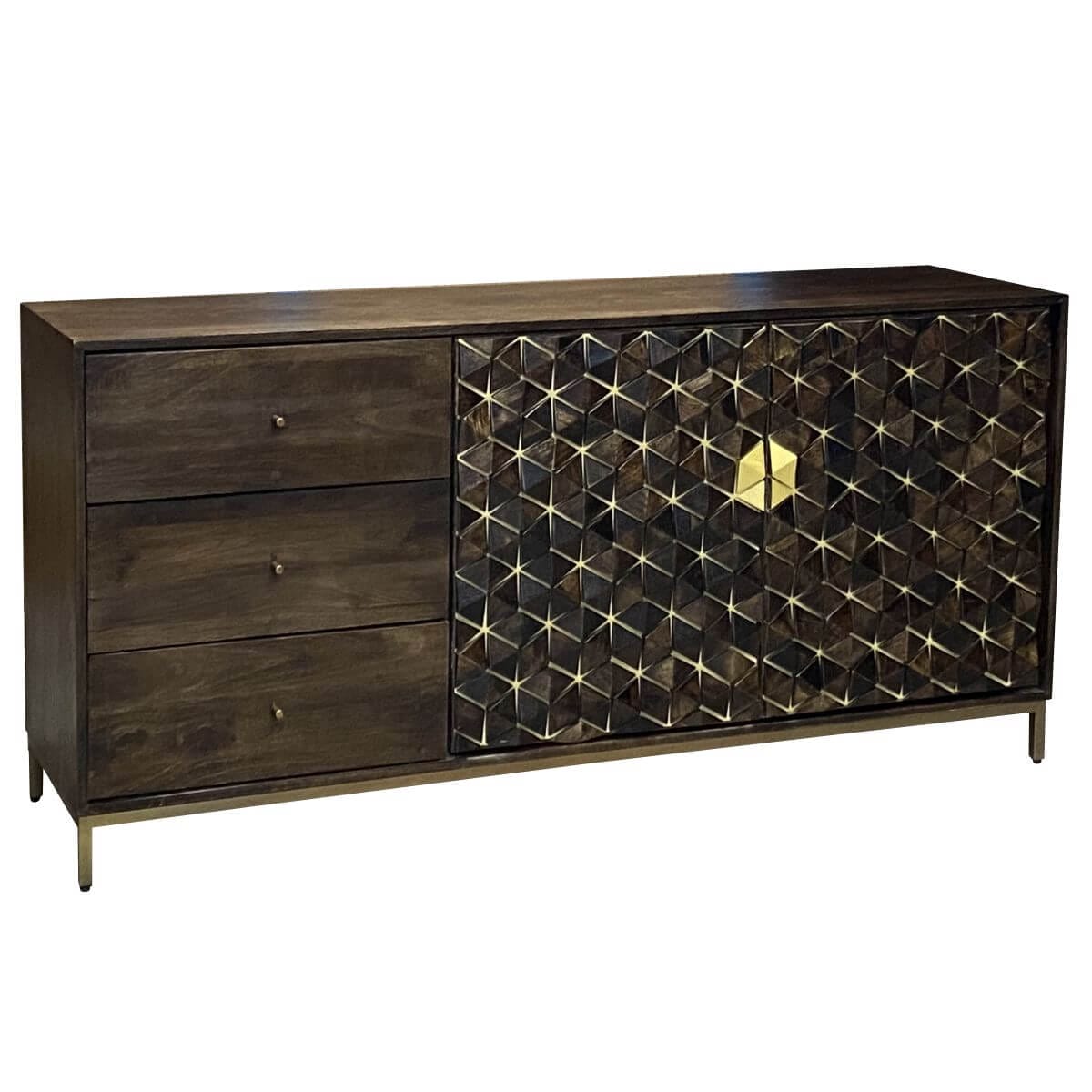 Golden Gem Dark Mango Large Sideboard 160Cm