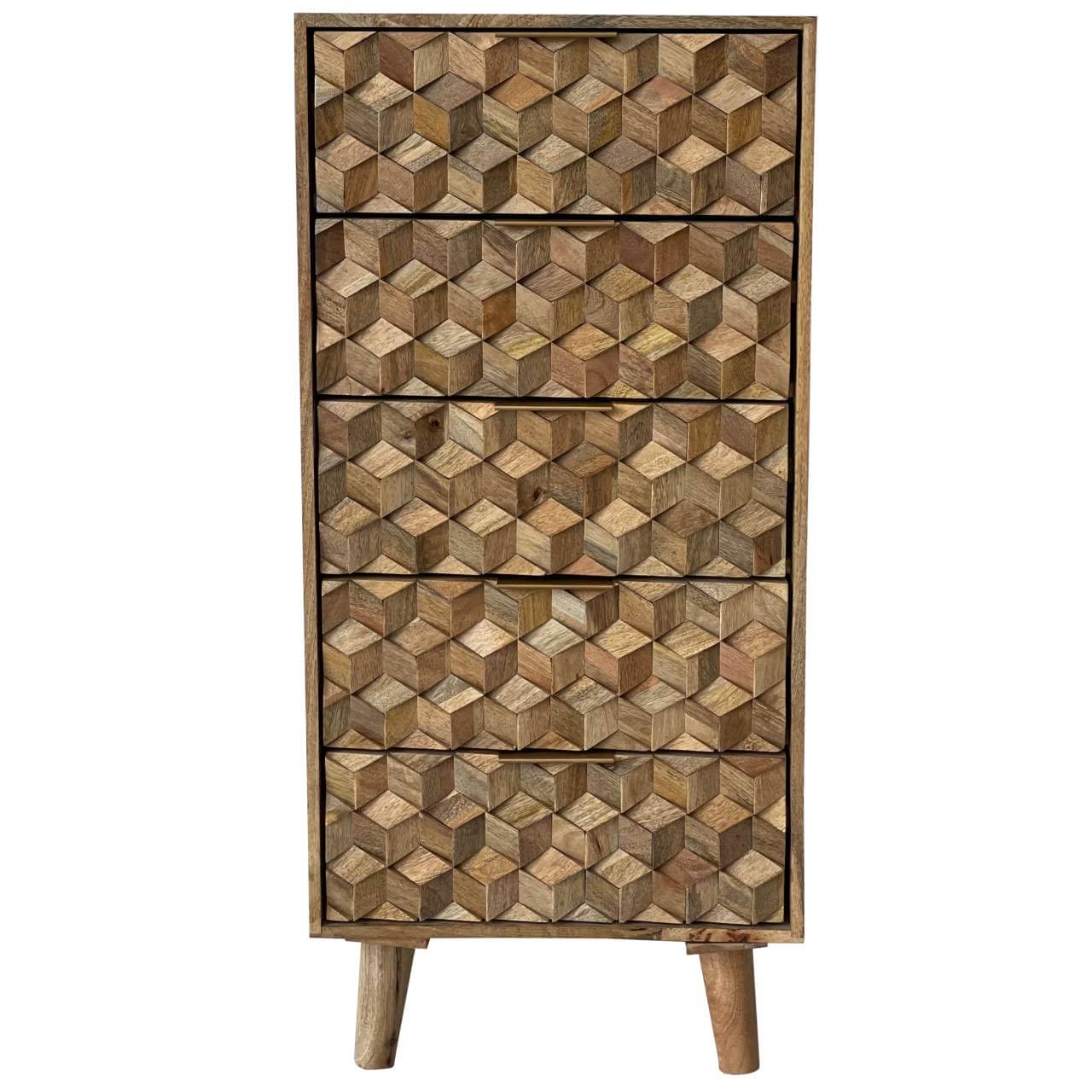 Geometric 5 Drawer Tall Chest