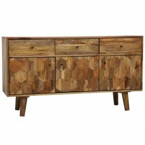Hexagonal Light Mango 3 Door Sideboard 135cm - Packman's Furniture