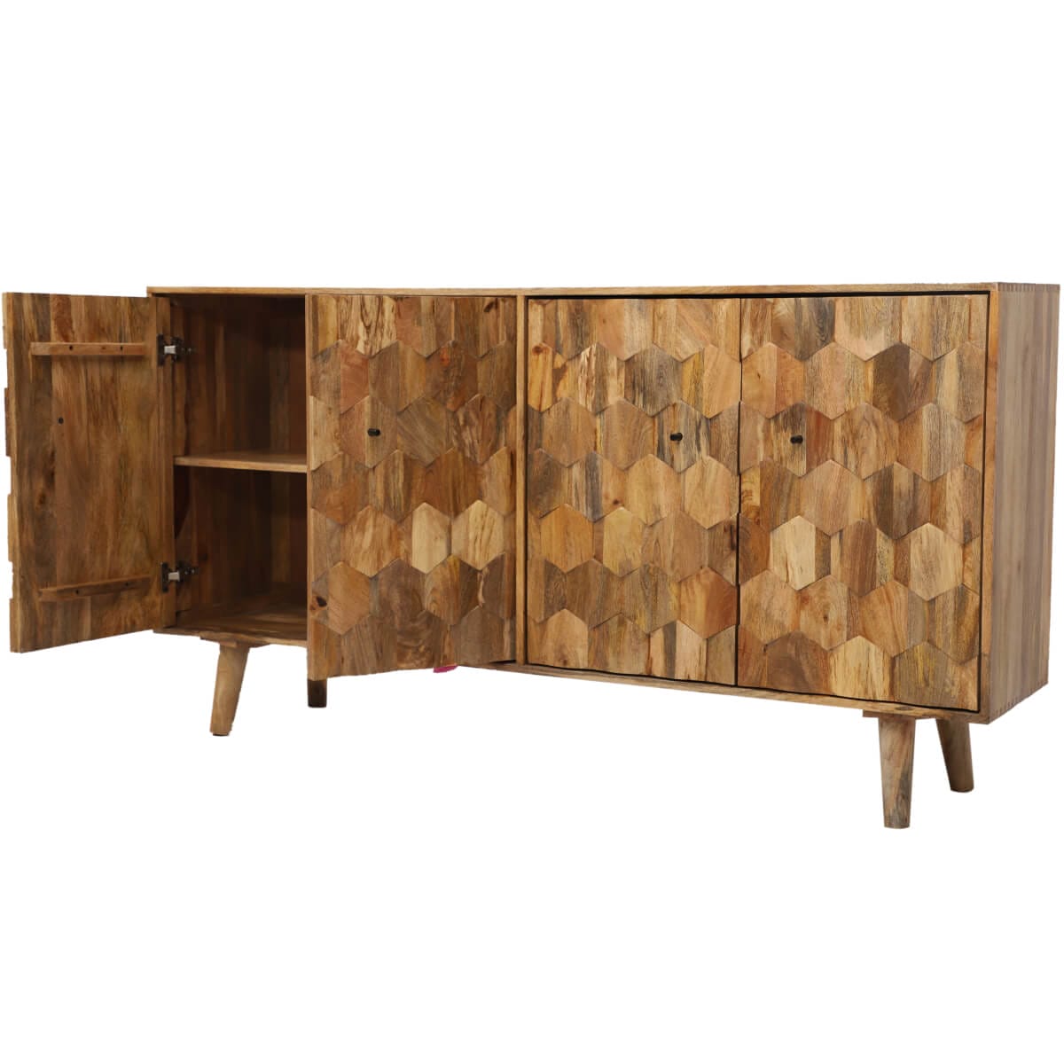 Hexagonal Light Mango 4 Door Large Sideboard 170Cm - Image 4