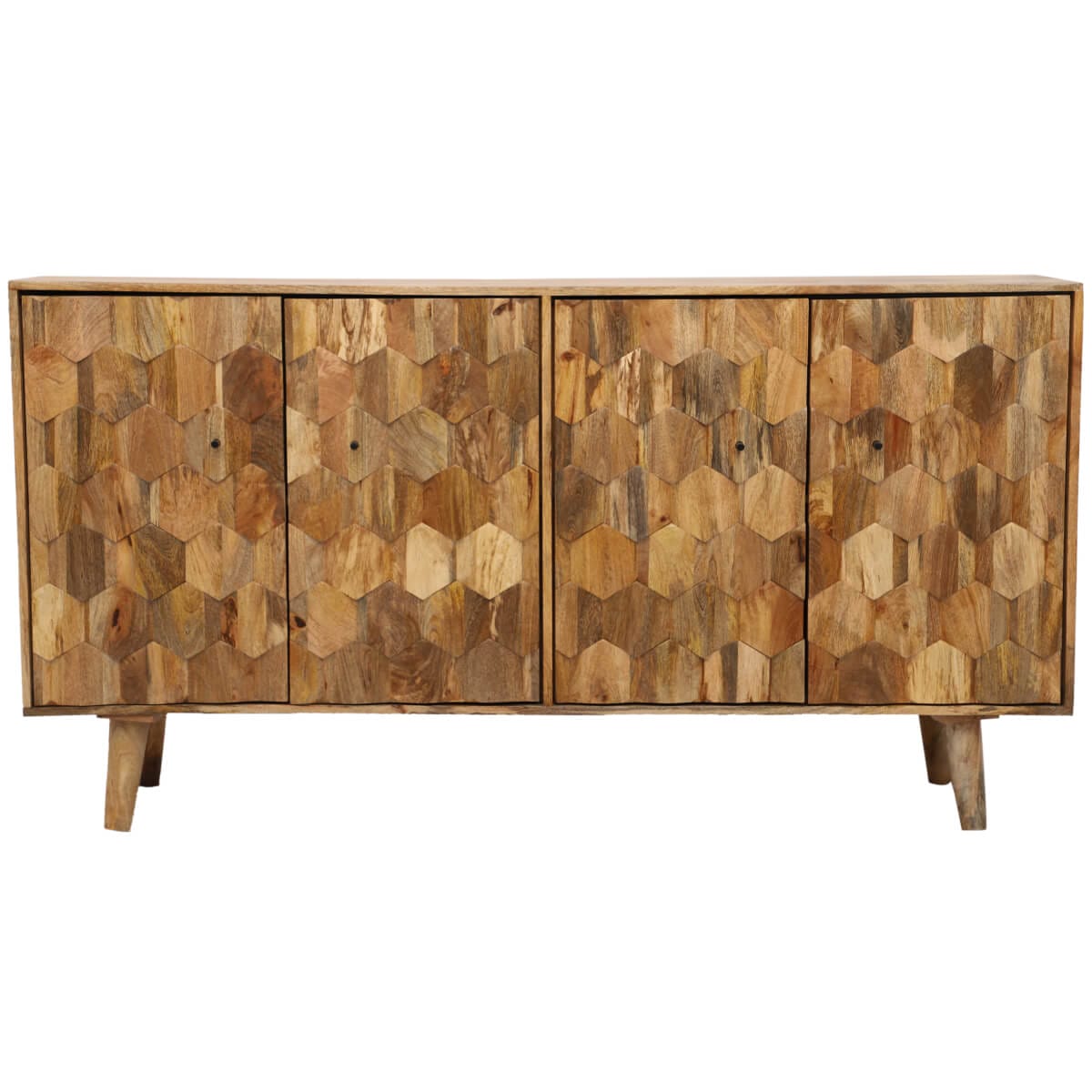 Hexagonal Light Mango 4 Door Large Sideboard 170Cm - Packman'S Furniture