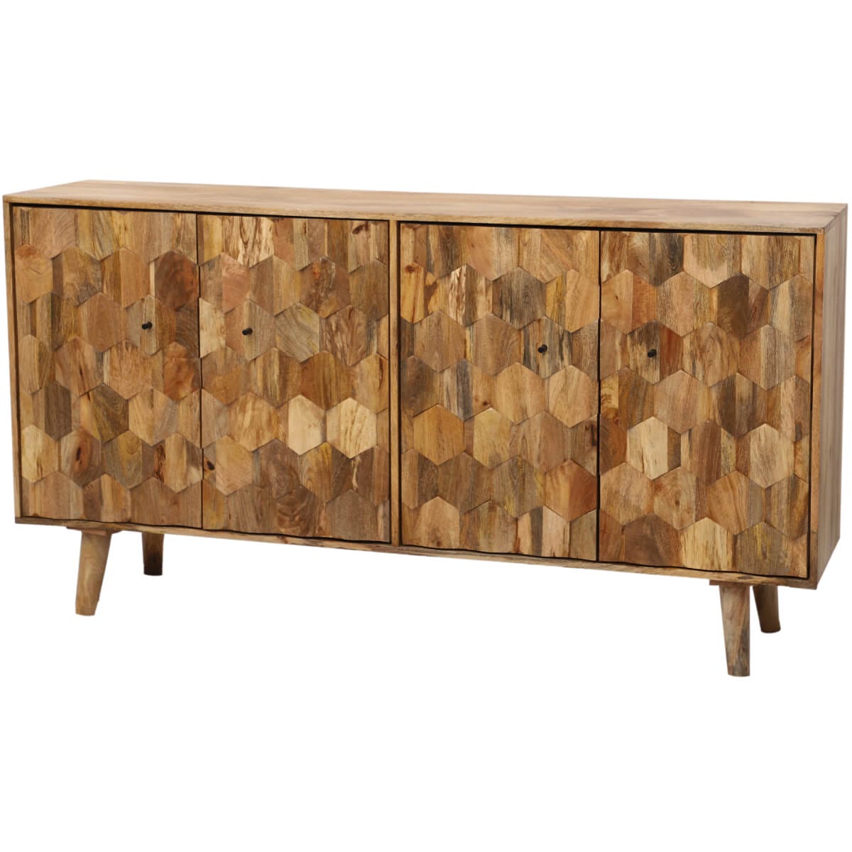Hexagonal Light Mango 4 Door Large Sideboard 170Cm - Image 3