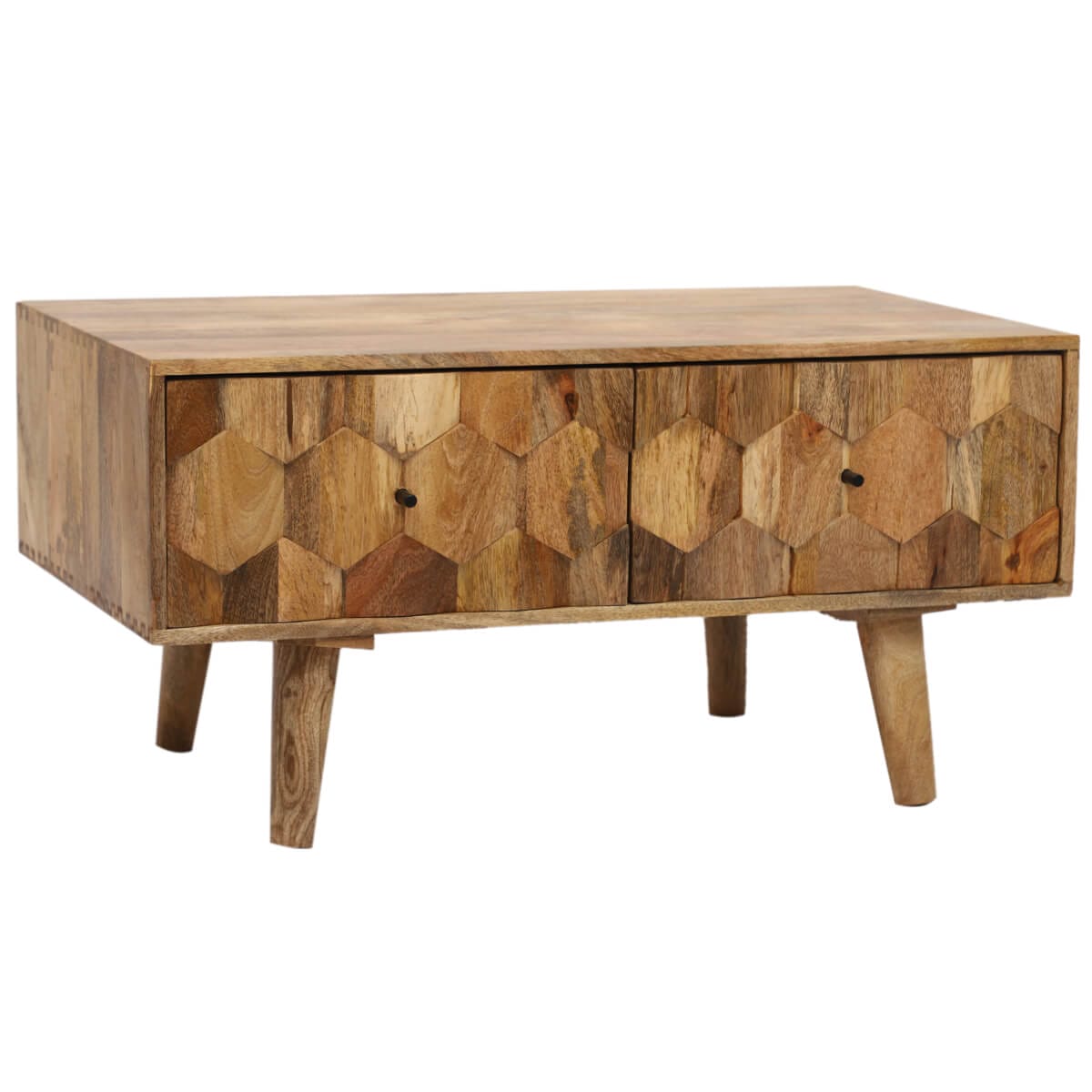 Hexagonal Light Mango 2 Drawer Coffee Table 50X90Cm - Image 3