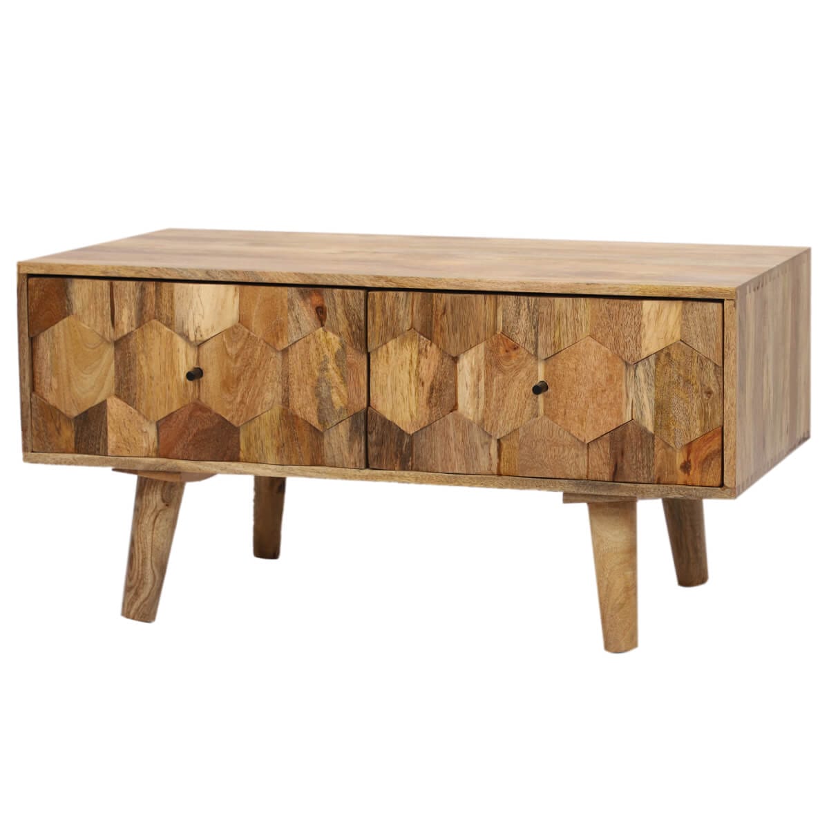 Hexagonal Light Mango 2 Drawer Coffee Table 50X90Cm - Image 4