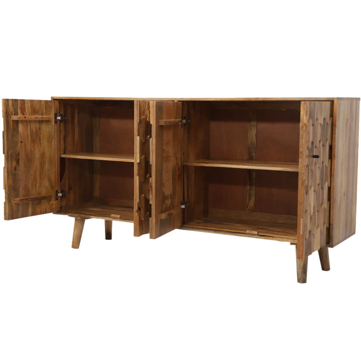 Hexagonal Light Mango 4 Door Large Sideboard 170Cm - Image 5