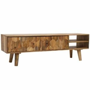 Hexagonal Light Mango Wood Tv Unit 140cm - Packman's Furniture