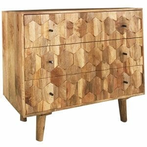 Hexagonal Light Mango 3 Drawer Chest Of Drawers -hex-100 - Packmans Furniture