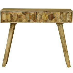 Hex-105-hexagonal Retro Vintage Console Table 2 Drawer Solid Mango Wood - Packmans Furniture