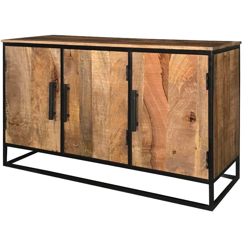 Tempest Industrial Mango Wood 3 Door Sideboard 135Cm-Ind-720 - Packmans Furniture