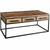 Industrial 3 Drawer Coffee Table Light Mango Solid Wood-ind-726 - Packmans Furniture