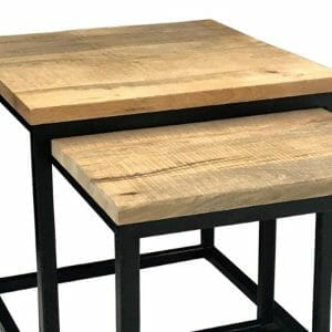 Ind-704-industrial Nest Of 2 Tables Light Mango Solid Wood - Packmans Furniture