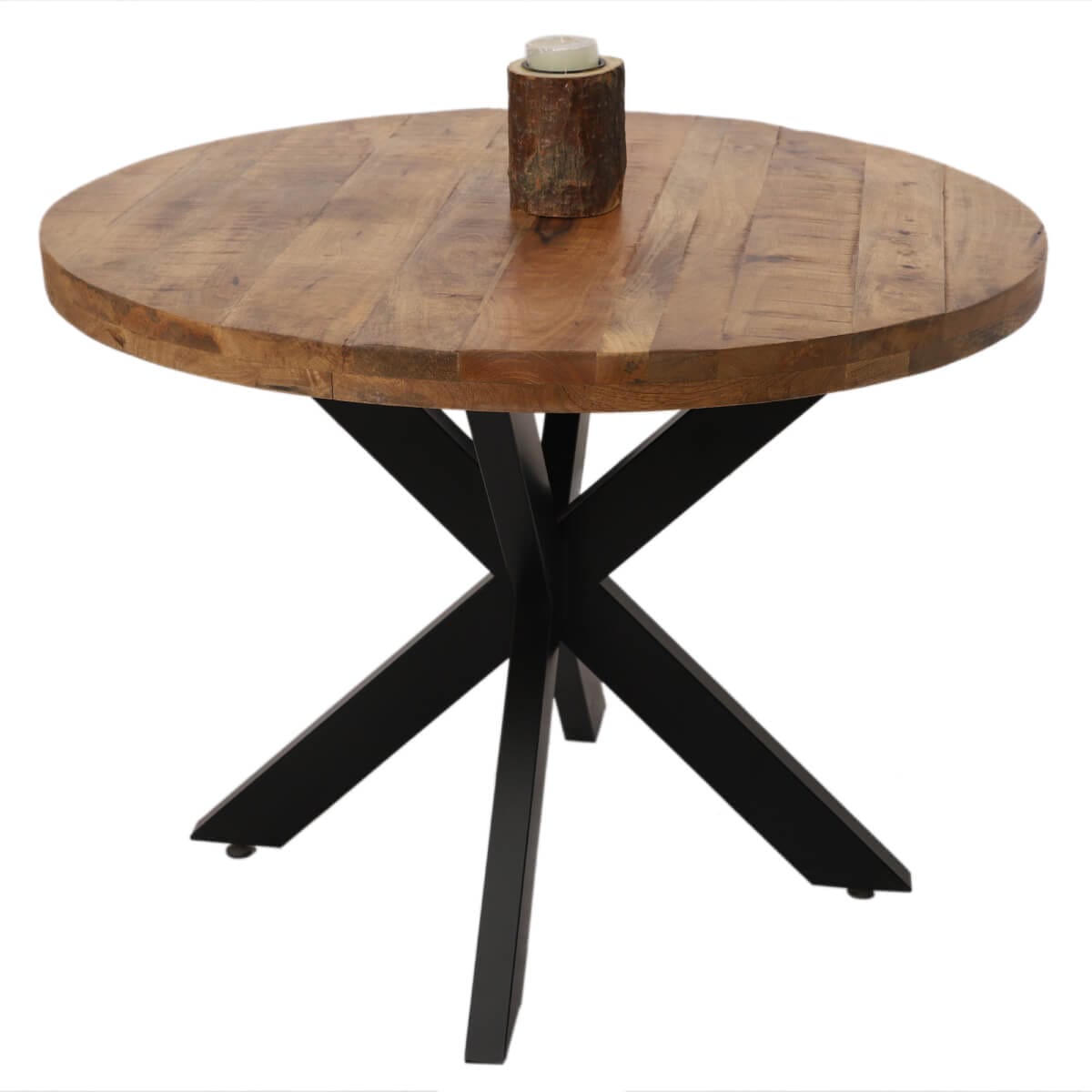 Tempest Industrial Round Cross Leg Dining Table 100X100Cm