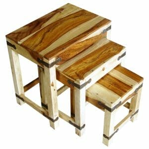 Jali Light Sheesham Nest Of 3 Tables - Packman's Furniture