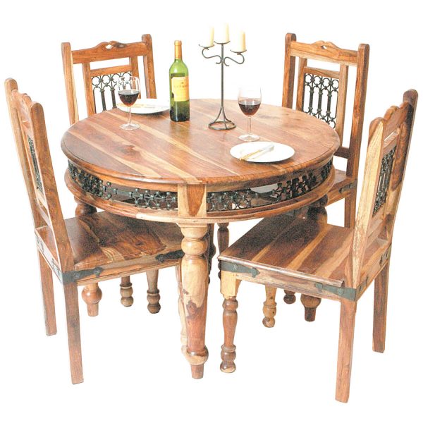 Jali Light Sheesham Round Dining Table With Chairs 100x100cm Packman S Furniture Jali Light Sheesham Round Dining Table, Jali Sheesham Dining Table 6 Chairs