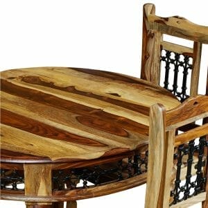 Jali Light Sheesham Round Dining Table With Chairs Detail- Jrdt+jc Packman's Furniture