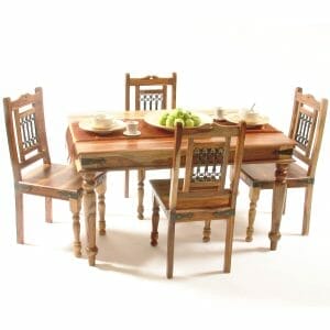 Jali Light Sheesham Small Dining Table With Chairs 90x135cm - Packman's Furniture