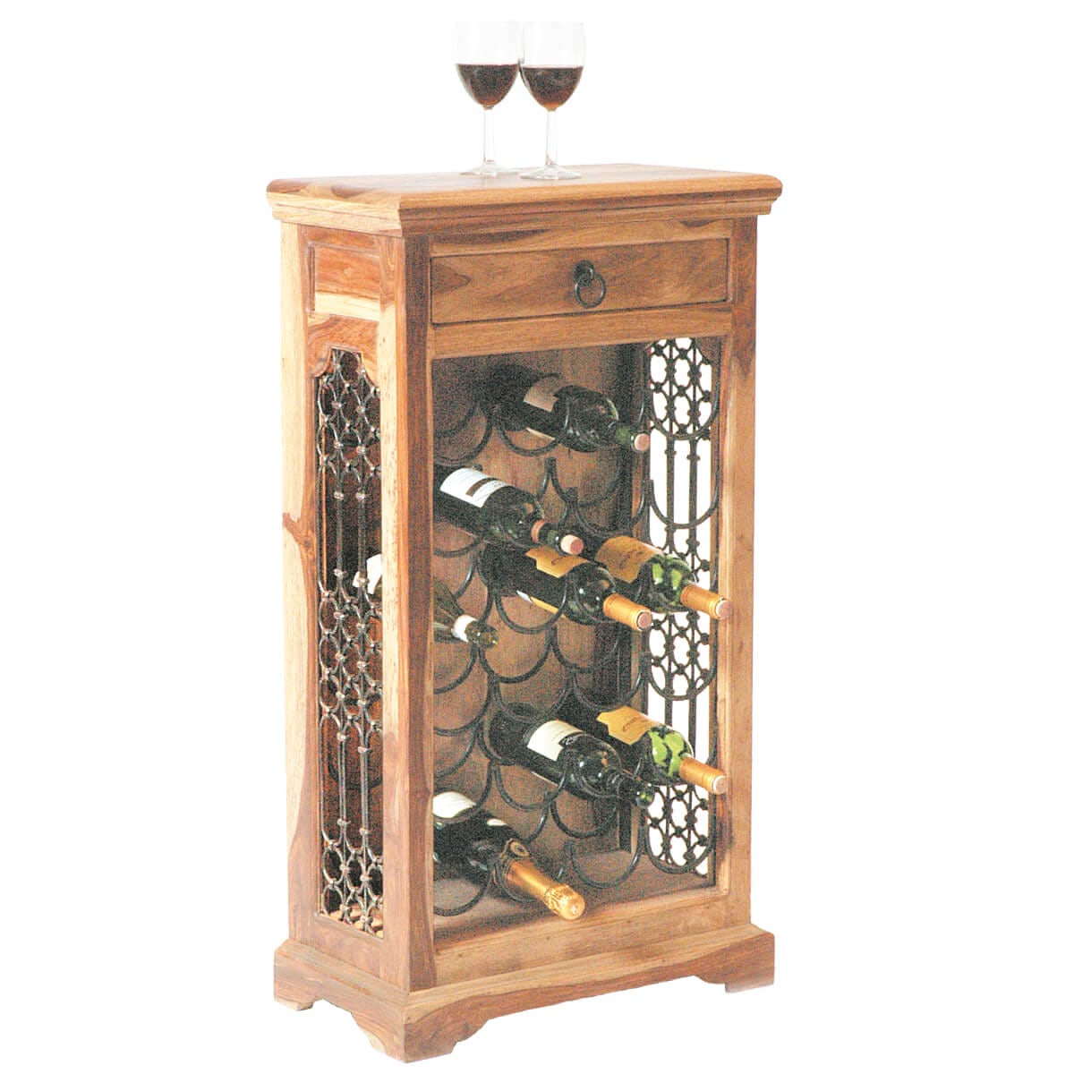 Jali Light Sheesham Wine Rack - Packman'S Furniture