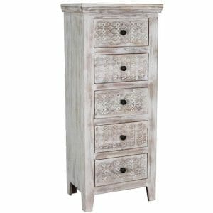 Mandi White Washed Mango 5 Drawer Chest Tall Boy-man-903 - Packmans Furniture