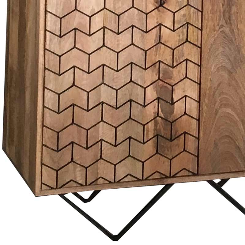 Niveli Abstract Light Mango Bar Cabinet 45X90X102Cm Gold Feet - Image 7