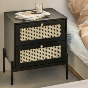 Rahten Dark Mango Bedside Table 2 Drawer 45x45x55cm