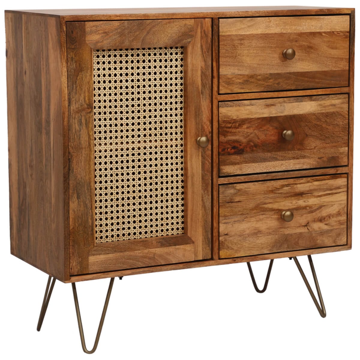 Rahten Mango Wood Small 3 Drawer Sideboard 90Cm - Image 4
